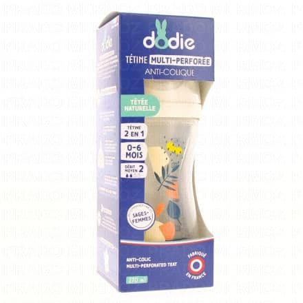 Dodie Biberon Tétine Multi-Perforée 0/6mois 270ml terracotta