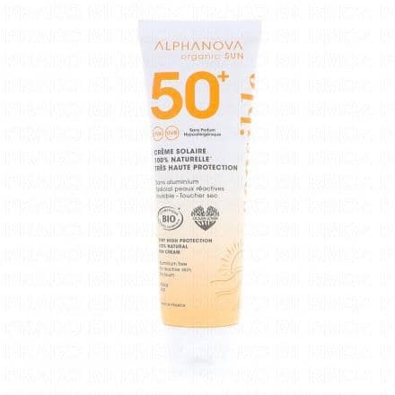 ALPHANOVA Organic Sun - Crème solaire très haute protection SPF50+ peaux sensibles tube 50g