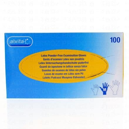 ALVITA Gants d'examen Latex non poudrés boîte de 100 taille m
