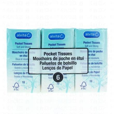 ALVITA Mouchoirs blancs en papier doux 6 paquets de 10