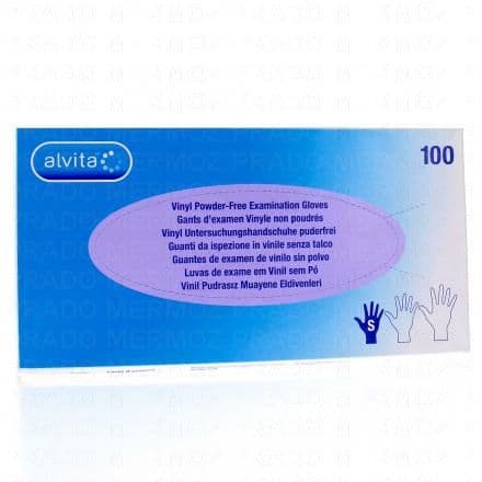 ALVITA gants d'examen Vinyle non poudrés boîte de 100 taille s