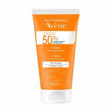 Une très haute protection solaire pour la peau sensible sèche du visage. La texture Sensation peau nue veloutée de la Crème SPF 50+ laisse sur la peau un fini imperceptible et une sensation de confort immédiate. Elle offre une très haute protection solaire à la peau sensible sèche du visage exposée à un ensoleillement intense et/ou toujours sujette aux coups de soleil. Au coeur de la Crème SPF 50+, crème solaire visage, l'association exclusive Sunsitive® protection, issue de la Recherche Pierre Fabre et composée : - D'un système filtrant breveté contenant seulement quatre filtres solaires, pour une très large protection UVB-UVA stable et une tolérance cutanée optimale.- De Provitamine E (Pré-tocophéryl), puissant antioxydant, pour une protection des cellules des radicaux libres.- D'Eau thermale d'Avène reconnue pour ses propriétés apaisantes, anti-irritantes et adoucissantes. Existe en version sans parfum.Son tube-pompe airless pratique permet de doser facilement la juste quantité de produit à appliquer.