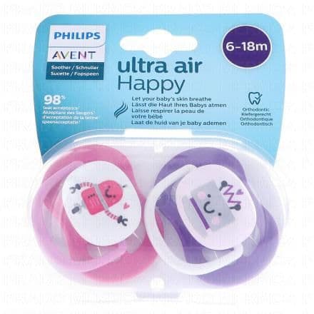 AVENT Ultra Air - Sucettes 6-18 mois happy robots