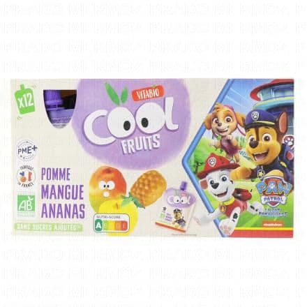BABYBIO Cool fruits - Gourdes La Pat's Patrouille pomme mangue ananas x12