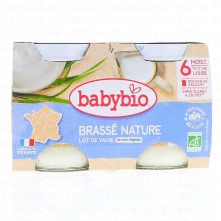 BABYBIO Desserts lactés - Brassé nature bio 2x130g dès 6mois