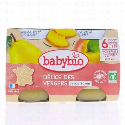 BABYBIO Fruits - Petits pots Délice des vergers dès 6 mois 2x130g