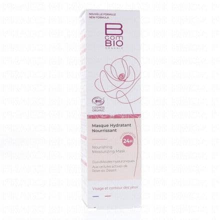 Masque crème hydratant aux cellules actives de Rose du Désert Ce masque crème certifié BIO est un véritable concentré d'hydratation et de nutrition pour le visage et le contour des yeux. En une seule application, il hydrate la peau intensément pendant 24h. Peut s'utiliser en masque de nuit.Convient particulièrement aux peaux sèches et/ou sensibles. Tolérance testée sous contrôle dermatologique.Capable de retenir jusqu’à 1000 fois son poids en eau, l’Acide Hyaluronique hydrate intensément la peau et lisse les ridules de déshydratation. Les cellules actives de Rose du Désert augmentent les réserves en eau de la peau et favorisent la diffusion de l’eau au sein des différentes couches de l’épiderme. Contient du beurre de Karité. Couleur rosée obtenue naturellement grâce à un extrait de plante.