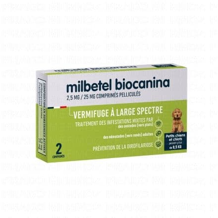 BIOCANINA Vermifuge - Milbetel petit chien/chiot comprimés sécablesx2