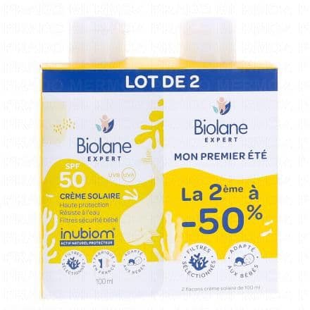 BIOLANE Mon premier été - Crème Solaire SPF50 Lot de 2 x 100 ml lot de 2 x 100ml