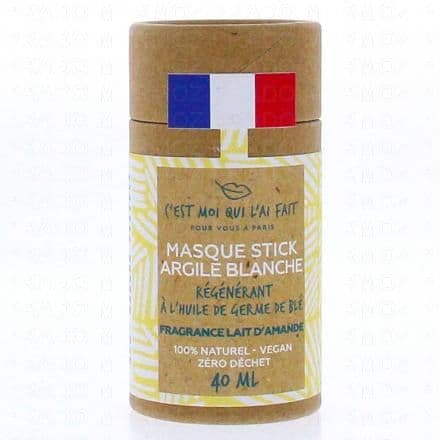 Masque régénérant à l’argile blanche, pour le visage en format stick à l’huile de germe de blé Le masque stick blanche à l’huile de germe de blé pour la régénération des cellules. Les bienfaites de l’argile pour la peau ne sont plus à démontrer, protectrice, hydratante, purifiante, anti-rougeur et cicatrisante.