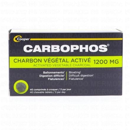 CARBOPHOS Charbon végétal activé 1200mg x40 comprimés