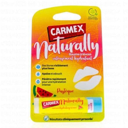 Le baume lèvres Carmex Naturally est un soin intensément hydratant et nourrissant. Le baume lèvres Carmex Naturally est un soin intensément hydratant et nourrissant. Sa formule, composée à plus de 90 % d'ingrédients d'origine naturelle, prend soin des lèvres sèches au quotidien.