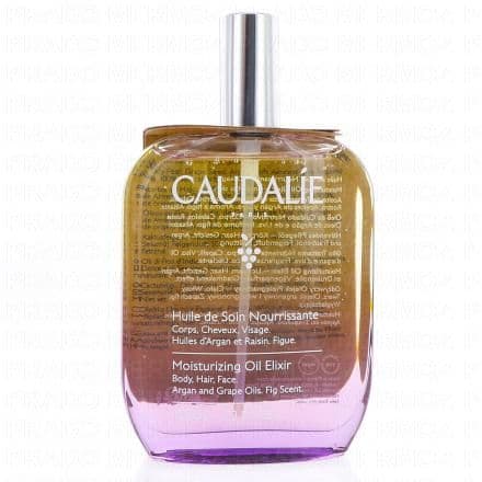 Huile nourrissante multi zone : corps, visage et cheveux Caudalie Huile de Soin Nourrissante 50 ml est une huile multi-usage pour le corps, les cheveux et le visage, qui nourrit à la fois la peau pour la rendre lisse et souple, et les cheveux pour leur apporter brillance et douceur.Elle est élaborée à partir d'huiles de figue de barbarie et d'amande douce, réputées pour leurs propriétés hydratantes, ainsi que d'huiles d'argan et de sésame, connues pour leur pouvoir hautement nourrissant. Enfin, elle intègre de l'huile de pépins de raisin, reconnue pour ses vertus antioxydantes aidant à prévenir les premiers signes du vieillissement cutané.