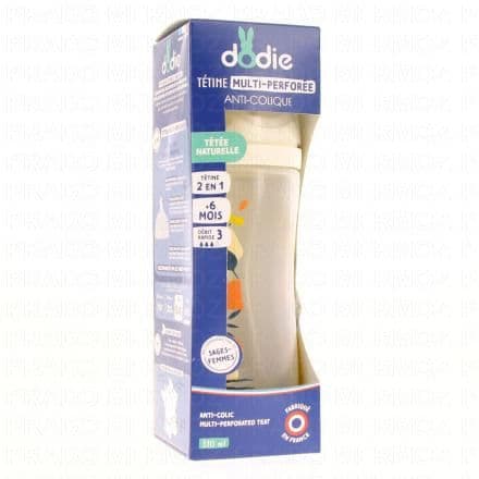 DODIE Biberon Tétine Multi-Perforée +6mois 330ml terracotta