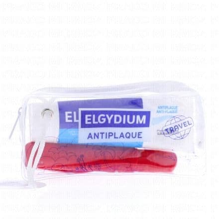 Cette trousse contient : - 1 brosse à dent nomade- 1 dentifrice anti plaque 50ml Le dentifrice anti-plaque Elgydium pour adolescents et adultes est un soin d'hygiène buccale pour éliminer la plaque dentaire. Il s'utilise en tant que soin d'hygiène bucco-dentaire quotidienne dès l'âge de 12 ans et participe à la reminéralisation de l'émail à chaque brossage. En effet, si la plaque dentaire fine, soit la pellicule blanche de résidus d’aliments et de bactéries, n'est pas traitée quotidiennement, elle se durcit et forme du tartre qui attaque les dents (caries, mauvaise haleine, gingivite..). D'où l'importance d'un brossage des dents régulier et efficace.