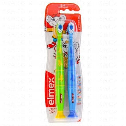 ELMEX Brosse à dents souple enfant 3 à 6 ans lot de 2