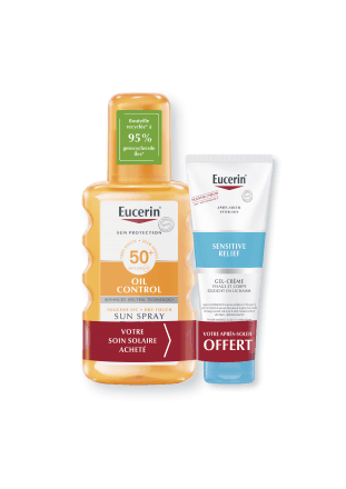 Eucerin Sun Protection - Duo Sun Oil Control Spray transparent SPF50+ 200ml + Mini Gel-Crème Après-Soleil OFFERT
