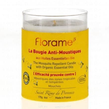 FLORAME Bougie anti-moustiques 100% origine naturelle pot 170g