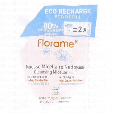 FLORAME Eaux florales bio - Mousse micellaire nettoyante bio eco recharge 300ml