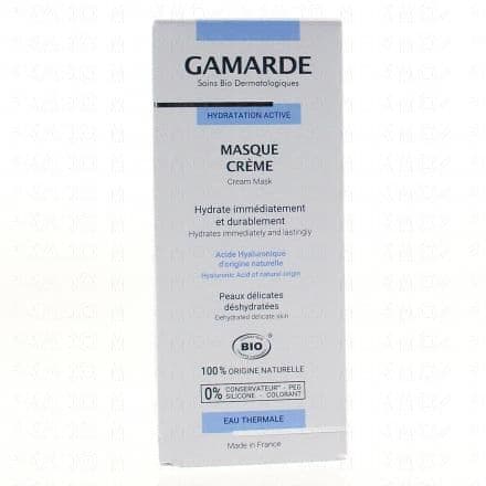 Masque hydratant visage à l’eau de gamarde. Le masque hydratant active masque de Gamarde est recommandé en complément hydratant des peaux déshydratées. Sa formule enrichie en eau de Gamarde-les-Bains apaise les irritations et favorise le renouvellement cellulaire.