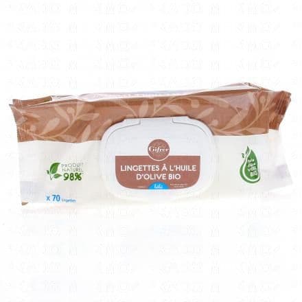 GIFRER Lingettes nettoyantes pour bébé à l'huile d'olive bio x70