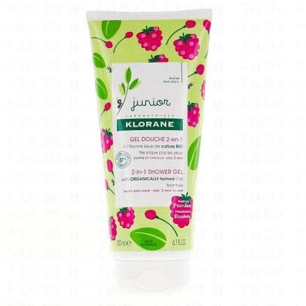 KLORANE Junior - Gel douche corps et cheveux parfum framboise tube de 200 ml