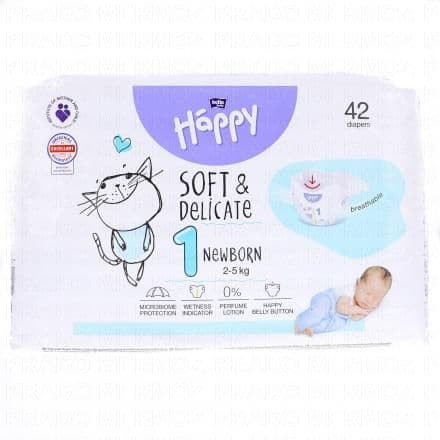 HAPPY Couches bébé taille 1 - 2à5kg x42 couches
