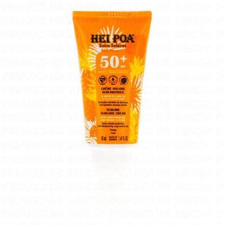 Crème solaire sublimatrice SPF50 au monoî de Tahiti Ao et à la luzerne Bio Protégez votre visage avec la crème sublimatrice HEI POA 50+SPF. Sa formule enrichie en luzerne bio protège la peau du vieillissement causé par les rayons du soleil. Elle hydrate votre peau pendant 24h et sublime le bronzage tout en le prolongeant.