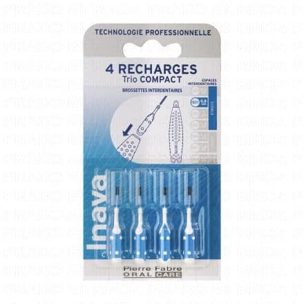 INAVA Trio Compact - Recharge Brossette interdentaire bleue étroite ISO1 0,8mm x4