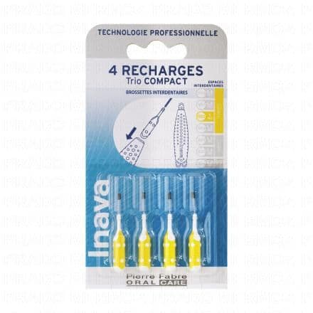 INAVA Trio Compact - Recharge Brossette interdentaire jaune étroite ISO2 1mm x4