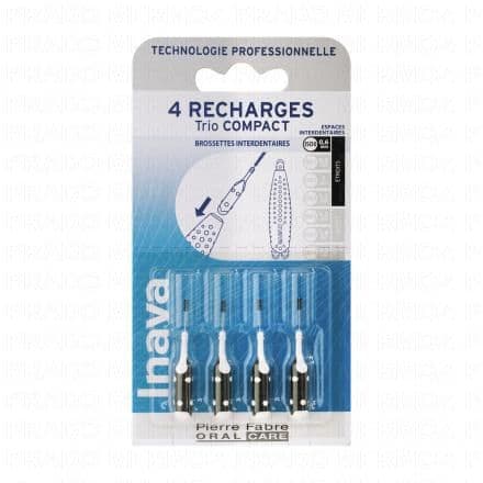 INAVA Trio Compact - Recharge Brossette interdentaire noire étroite ISO0 0,6mm x4