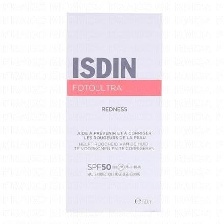 Crème solaire visage anti-rougeur Isdin FotoUltra Redness Crème Solaire Anti-Rougeurs SPF50 50 ml est un écran solaire pour le visage à protection UV élevée (SPF50) d'usage quotidien. Elle aide à prévenir et à corriger les signes associés aux peaux sensibles et réactives, tels que les rougeurs et les démangeaisons.Cette crème solaire contient des prébiotiques pour l'équilibre normal de la peau et des pigments interférentiels pour un effet correcteur immédiat.Sans parfum et sans huile minérale, elle présente une texture légère à absorption immédiate, qui n'irrite pas les yeux et est résistante à l'eau.