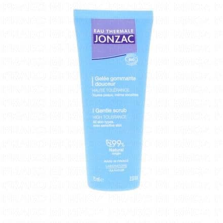 Gommage douceur pour le corps Eau Thermale Jonzac Geléé Gommante Douceur Bio 75 ml est une délicate gelée bleu nacré à la texture fraîche et délicate, conçue pour exfolier la peau en douceur. Adaptée à toutes les peaux, même les plus sensibles, cette gelée offre une haute tolérance.Sa texture élimine les cellules mortes et les impuretés, laissant la peau lissée et adoucie, avec un grain de peau affiné et un teint éclatant.Enrichie en eau thermale de Jonzac, cette gelée régénère et soulage la peau grâce à ses propriétés anti-inflammatoires. Hyperminéralisée et isotonique, cette eau pure et douce respecte l'intégrité des cellules cutanées, favorisant leur renouvellement progressif et embellissant ainsi la peau.