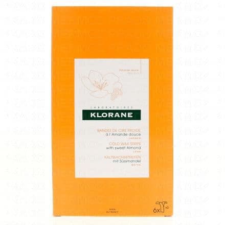 KLORANE Epilation - Bandes de cire froide à l'amande douce pour jambes x 6 bandes