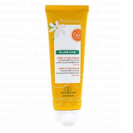 Polysianes crème solaire sublime au Tamanu bio et au Monoï SPF50+ tube 50ml La crème solaire sublime visage polysianes spf 50+ protège efficacement contre les rayons UVA et UVB la peau de votre visage. Sa texture légère et non grasse composée de tamanu bio et de monoï nourrit et répare la peau, tout en laissant un doux parfum de fleurs de Tiaré.