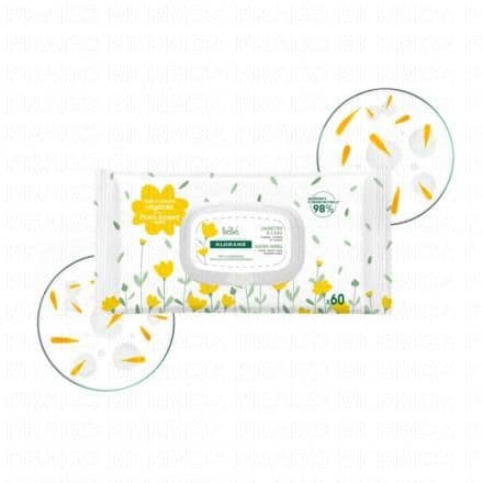 KLORANE bébé - Lingettes nettoyantes à l'eau x60