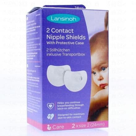 Protège pendant l'allaitement les mamelons douloureux ou gercés Lansinoh Bouts de Sein Taille 2 + Etui de Protection est spécialement conçu pour protéger pendant l'allaitement les mamelons douloureux ou gercés (crevasses et irritations). Il constitue une aide passagère à l'allaitement.Sa forme anatomique galbée et découpée pour que le nez du bébé reste en contact avec la peau de la maman. La surface avec reliefs laisse passer l'air entre le bout de seins et le bébé.