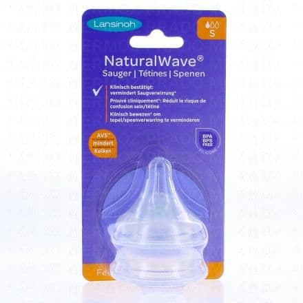 LANSINOH Naturalwave - Tétines spécial allaitement x2 taille s débit lent