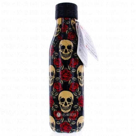 Bouteille isotherme ''Tattoo'' de 500ml Entrez dans le mouvement zéro déchet avec cette bouteille isotherme pouvant contenir 500ml de boisson chaude ou froide. Grâce à sa double paroi en acier inoxydable et incassable, la ''Tattoo'' garde votre boisson au chaud pendant 12h et au frais pendant 24h. Facilité pour l'insertion des glaçons.