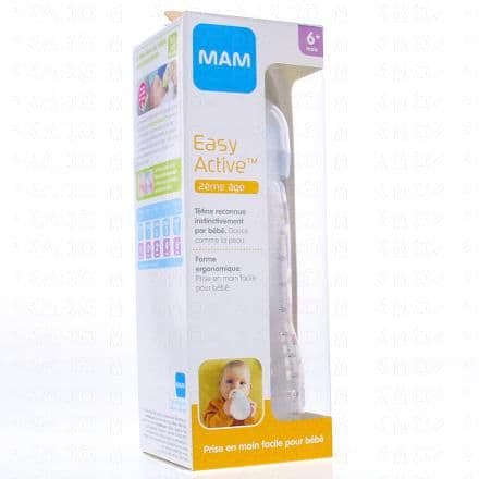 MAM Easy Active - Biberon 2ème âge 330ml gris