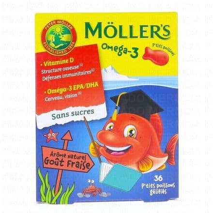 MÖLLER'S Omega-3 P'tits Poissons gout fraise x36