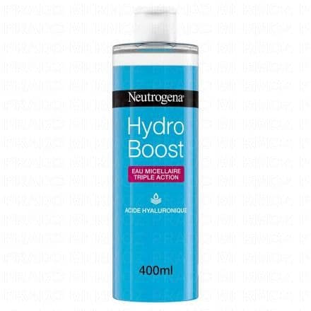 Eau micellaire triple action à l'acide hyaluronique. L'eau micellaire hydro boost de neutrogena, enrichie en acide hyaluronique et trois types de micellaire agissent en synergie pour une triple action : démaquille le maquillage tenace et waterproof, booste l'hydratation, et élimine les impuretés et l'excès de sébum.