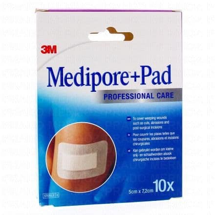 3M Medipore + Pad - Pansement 5cmx7.2cm boite de 10