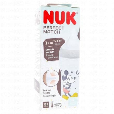 NUK Perfect Match - Biberon +3 mois 260 ml mickey