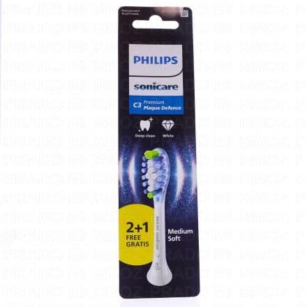 PHILIPS Sonicare - Tête de brosse C3 Premium Plaque Defence 2+1 offert blanc