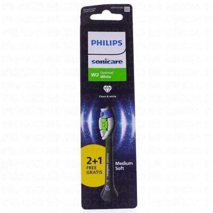 PHILIPS Sonicare W2 optimal white - Tête de brosse de rechange noire x2 + 1 offerte