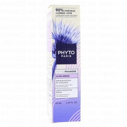 L'Ultra Sérum Booster de Longueur Phytophanère de Phyto Paris stimule la croissance et renforce les cheveux affinés dès la racine pour des résultats visibles en 3 mois. ULTRA SERUM PHYTOPHANERE, le 1er sérum quotidien au fini non gras conçu pour stimuler l’énergie folliculaire et booster la croissance des cheveux. Issu de l’innovation biologique PHYTO PARIS, il cible le cuir chevelu pour favoriser la croissance et renforcer la fibre dès la racine, 90% des panelistes constatent des cheveux +longs +vite en seulement 3 mois.Une formule à l'efficacité cliniquement prouvée légère et non grasse, aux extraits botaniques et au parfum floral :· Extraits de Ginseng & Courge pour une croissance stimulée.· Extraits de Chardon-marie « Keratin-like » et Tulipe brevetés pour une fibre capillaire renforcée.· Un complexe sublimateur à base d’extraction botanique de romarin, provitamine B5 et vitamine B6 pour un cuir chevelu protégé et des cheveux sublimés.· Notes florales et fraîches, infusées de thé, sur un fond délicatement musqué et boisé.Composé à 97% d’ingrédients d’origine naturelle, sans silicone, sa texture ultra-légère pénètre facilement sans laisser de fini gras. Formule testée sur tous les types de cuirs chevelu.