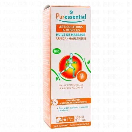 PURESSENTIEL Huile de massage articulations et muscles bio flacon 100ml