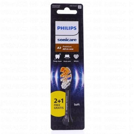 Philips Sonicare A3 Premium Têtes de brosse de rechange souple x2 + 1 offerte