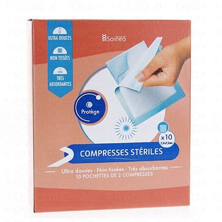 SOINEO Compresses stérilles gaze 7,5x7,5cm x10